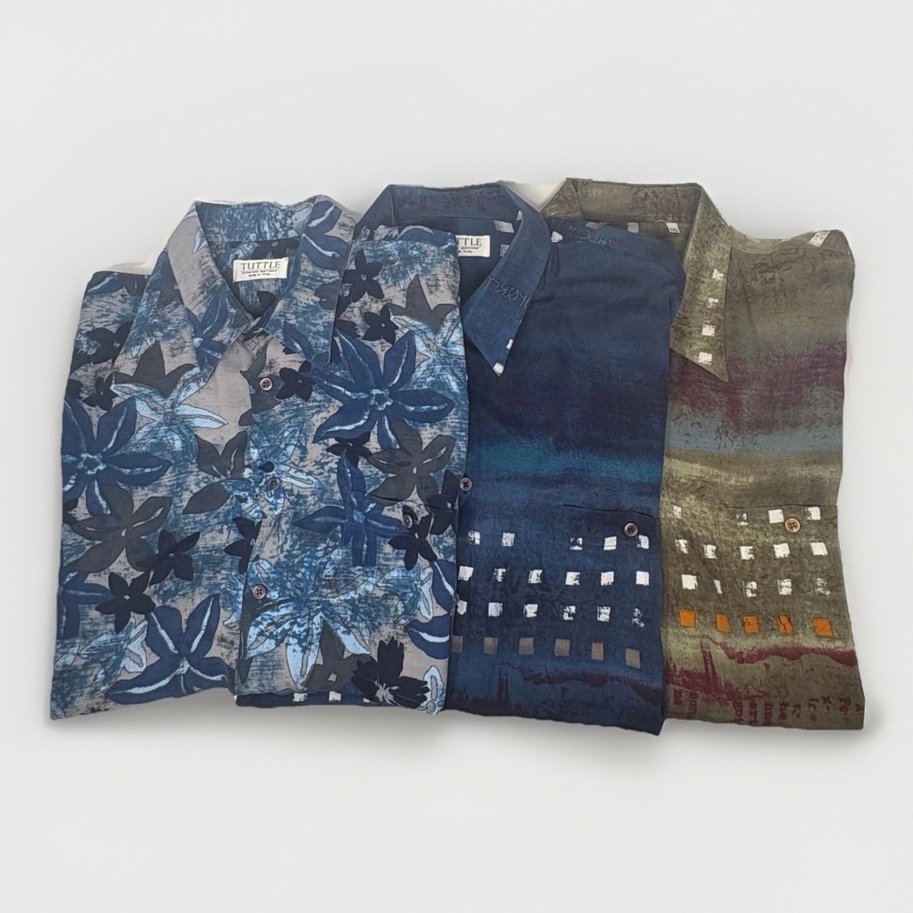 Vtg 80s Tuttle Golf Button Up LOT of 3 Mens XXL Rayon Short Sleeve Abstract Art